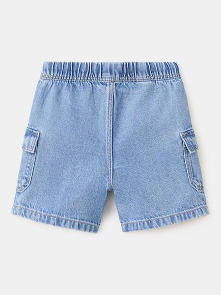 Mango Kids' Drawstring Denim Shorts, Mid Blue - view 2, Mid Blue