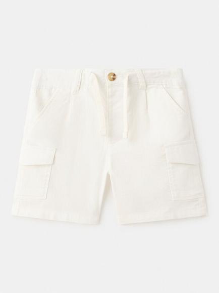 Mango KIds' Cotton Blend Cargo Shorts, Off White, Off White