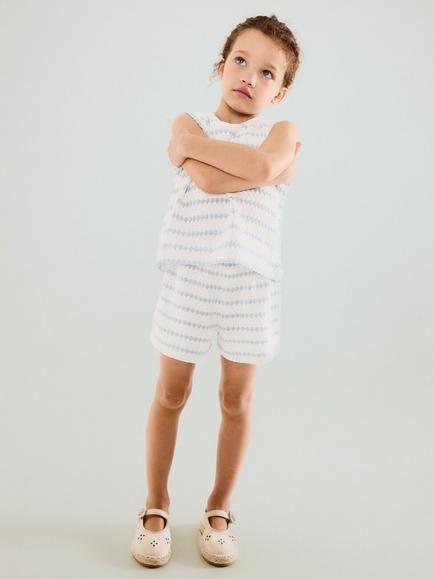 Mango Kids' Textured Knit Shorts, Sky Blue, Sky Blue