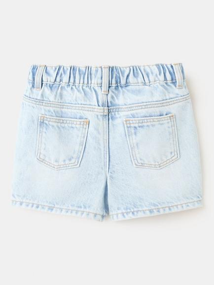 Mango Kids' Drawstring Denim Shorts, Light Blue - view 2, Light Blue