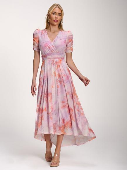 Jolie Moi Petite Abstract Dip Hem Maxi Dress, Purple, Purple