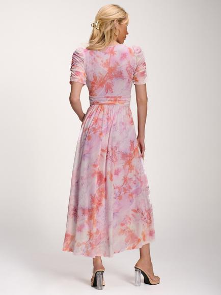 Jolie Moi Petite Abstract Dip Hem Maxi Dress, Purple - view 2, Purple