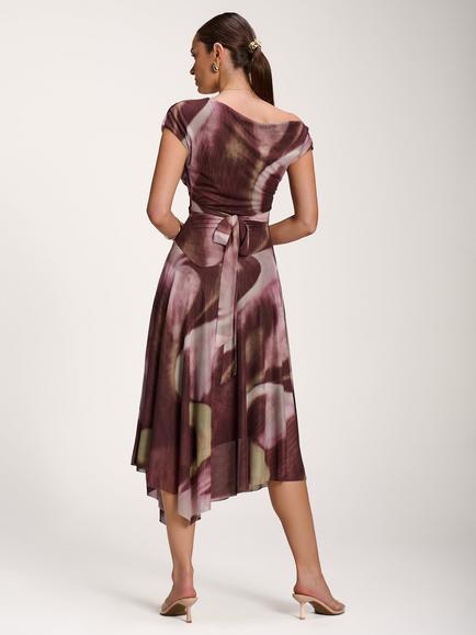 Jolie Moi Abstract Asymmetrical Maxi Dress - view 2, Brow