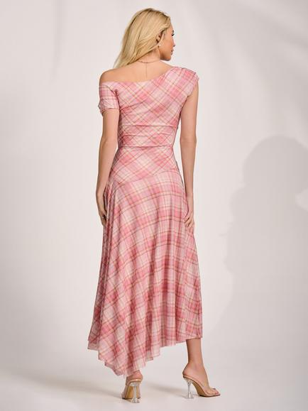 Jolie Moi Abstract Asymmetrical Maxi Dress - view 2, Pink