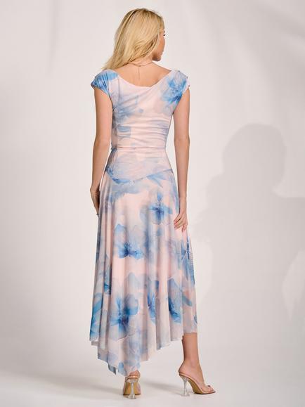 Jolie Moi Abstract Asymmetrical Maxi Dress - view 2, Blue