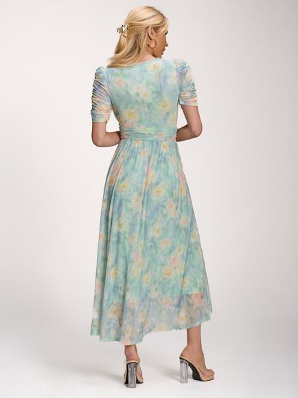 Jolie Moi Petite Abstract Dip Hem Maxi Dress, Green - view 2, Green