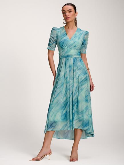 Jolie Moi Abstract Dip Hem Maxi Dress, Green, Green