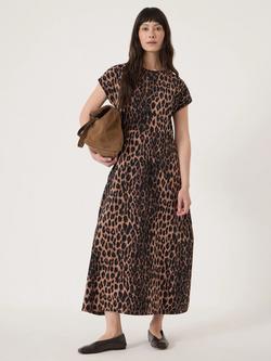 HUSH Barrel Animal Print Jersey Dress, Brown/Multi, Brown/Multi