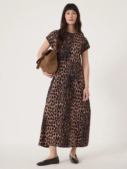HUSH Barrel Animal Print Jersey Dress, Brown/Multi, Brown/Multi
