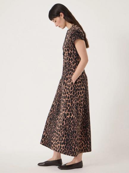 HUSH Barrel Animal Print Jersey Dress, Brown/Multi - view 2, Brown/Multi