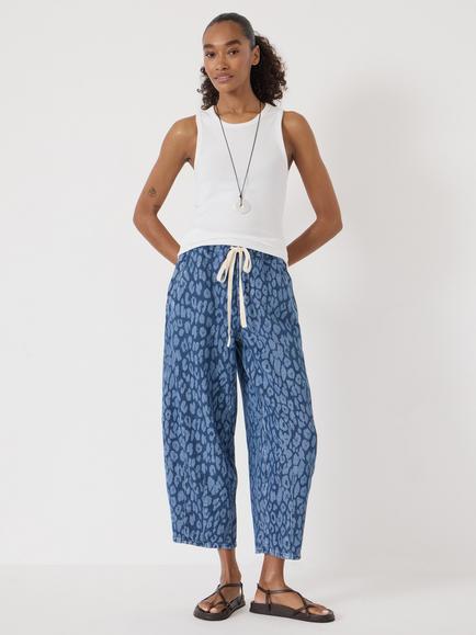 HUSH Rina Supersoft Leopard Barrel Leg Jeans, Mid Blue - view 2, Mid Blue