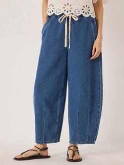 HUSH Supersoft Rina Barrel Leg Jeans, Mid Blue, Mid Blue