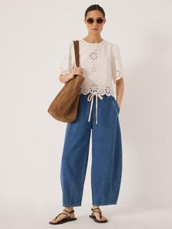 HUSH Supersoft Rina Barrel Leg Jeans, Mid Blue - view 2, Mid Blue