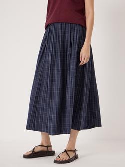 HUSH Maddie Pleated Check Skirt, Blue, Blue