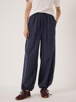 HUSH Axelle Check Wide Leg Trousers, Blue - view 2, Blue