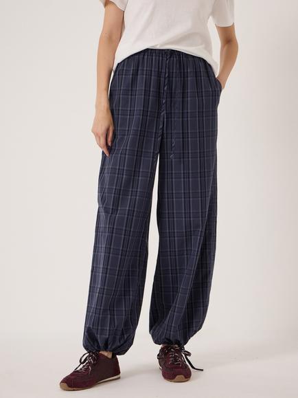 HUSH Axelle Check Wide Leg Trousers, Blue - view 2, Blue