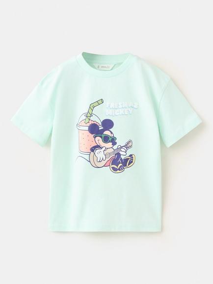 Mango Kids' Mickey Mouse with Guitar T-Shirt, Mint, Mint
