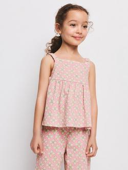 Mango Kids' Floral Sleeveless Top, Pink, Pink