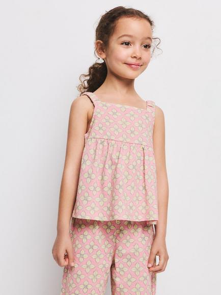 Mango Kids' Floral Sleeveless Top, Pink, Pink