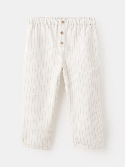 Mango Kids' Relaxed Fit Striped Trousers, Off White, Off White