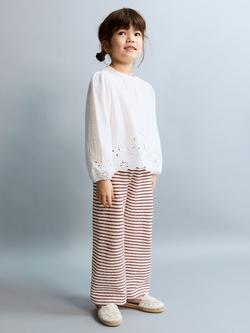 Mango Kids' Cropped Stripe Trousers, Red, Red
