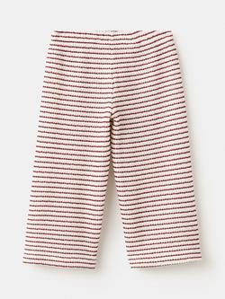 Mango Kids' Cropped Stripe Trousers, Red - view 2, Red