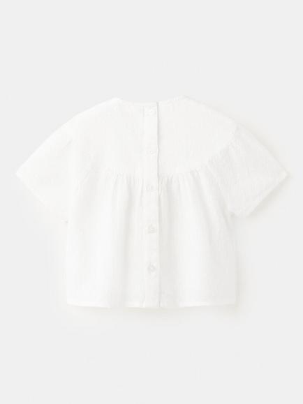 Mango Kids' Vega Short Sleeve Boxy Blouse, Off White - view 2, Off White