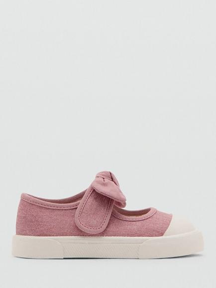 Mango Kids' Mary Jane Bow Trainers, Pale Pink, Pale Pink