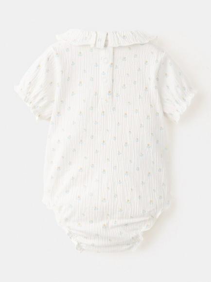 Mango Baby Short Puff Sleeve Bodysuit, Off White - view 2, Off White