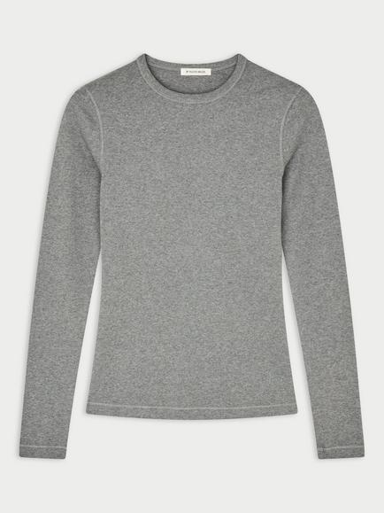 By Malene Birger Brita Long Sleeve Cotton T-Shirt, Grey Melange, Grey Melange