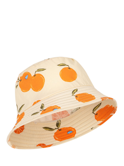 Konges Sløjd Kids' Pomio Orange Print Bucket Hut, Arancia Blu, Arancia Blu