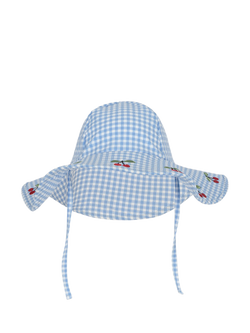 Konges Sløjd Kids' Soline Seersucker Swim Hat, Provence/White Swan - view 2, Provence/White Swan