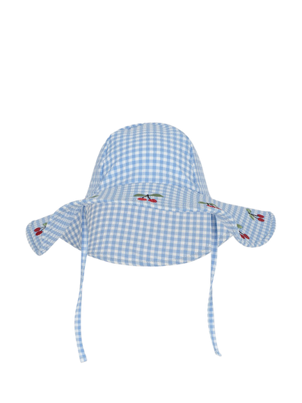 Konges Sløjd Kids' Soline Seersucker Swim Hat, Provence/White Swan - view 2, Provence/White Swan