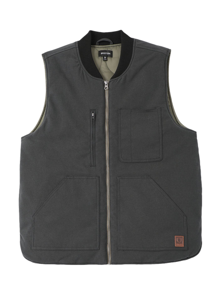 Brixton Abraham Reversible Vest, Black/Olive, Black/Olive