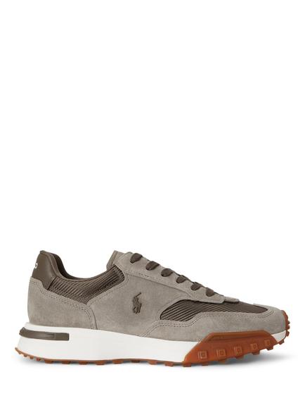 Polo Ralph Lauren Eldridge Suede Panelled Trainers, Earth Grey/Bungee, Earth Grey/Bungee