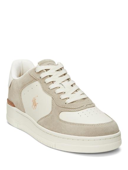 Polo Ralph Lauren Masters Court Leather Blend Trainers, Milkshake Ecru - view 2, Milkshake Ecru