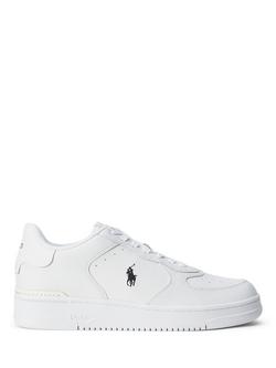 Polo Ralph Lauren Masters Court Leather Trainers, White/Black, White/Black