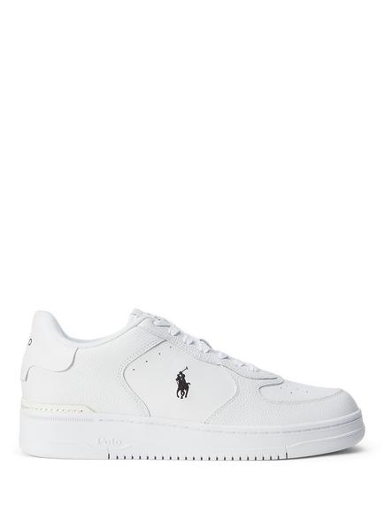 Polo Ralph Lauren Masters Court Leather Trainers, White/Black, White/Black