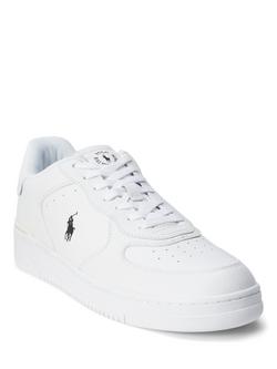 Polo Ralph Lauren Masters Court Leather Trainers, White/Black - view 2, White/Black