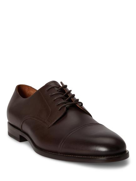 Polo Ralph Lauren Owen Leather Cap Toe Derby Shoes, Dark Brown - view 2, Dark Brown