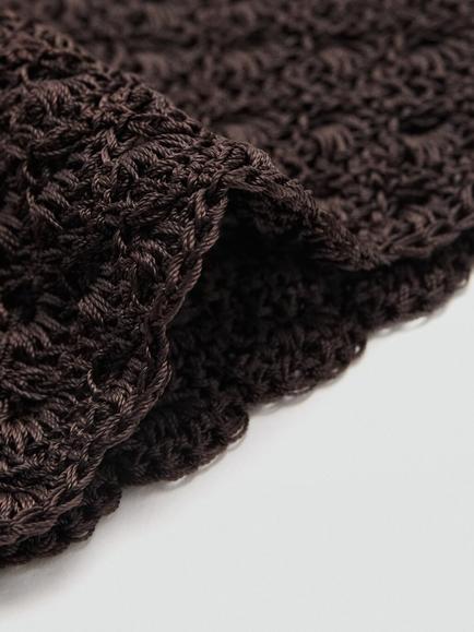 Mango Arcade Crochet Beanie, Chocolate - view 2, Chocolate