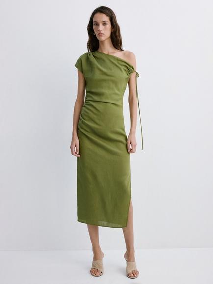Mango Asymmetric Dress, Green, Green