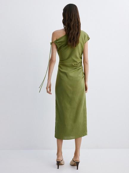 Mango Asymmetric Dress, Green - view 2, Green