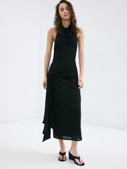 Mango Sleeveless Halterneck Midi Dress, Black, Black