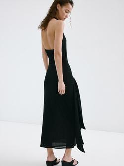 Mango Sleeveless Halterneck Midi Dress, Black - view 2, Black