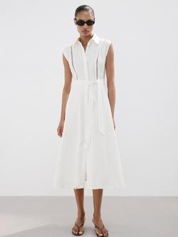 Mango Belted Linen Shirt Midi Dress, Raw, Raw