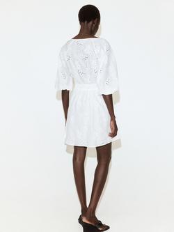 Mango Embroidered V-Neck Mini Dress, White - view 2, White