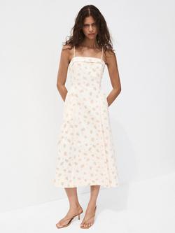 Mango Vestido Floral Midi Dress, Raw, Raw