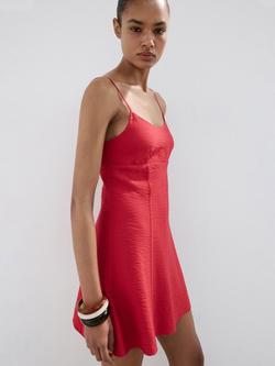Mango Fit & Flare Mini Slip Dress, Orange, Orange