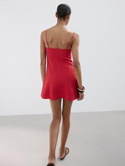 Mango Fit & Flare Mini Slip Dress, Orange - view 2, Orange